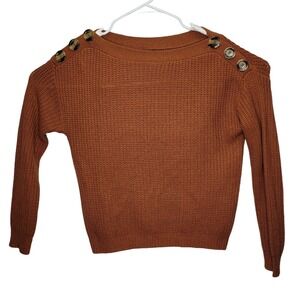 Sweet Wanderer Womens Knit Sweater Size Medium Relaxed Shoulder Buttons Acrylic‎